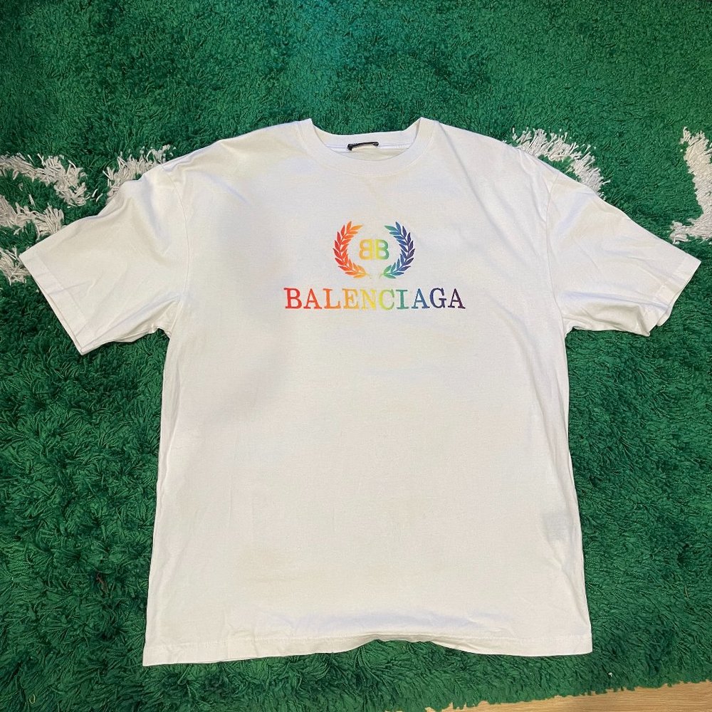 Balenciaga rainbow logo crest t shirt - L *brand new*